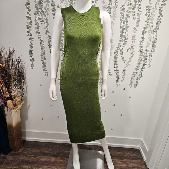 Atlein Collective Knit Green Midi Dress Sz L - Picture 3 of 11